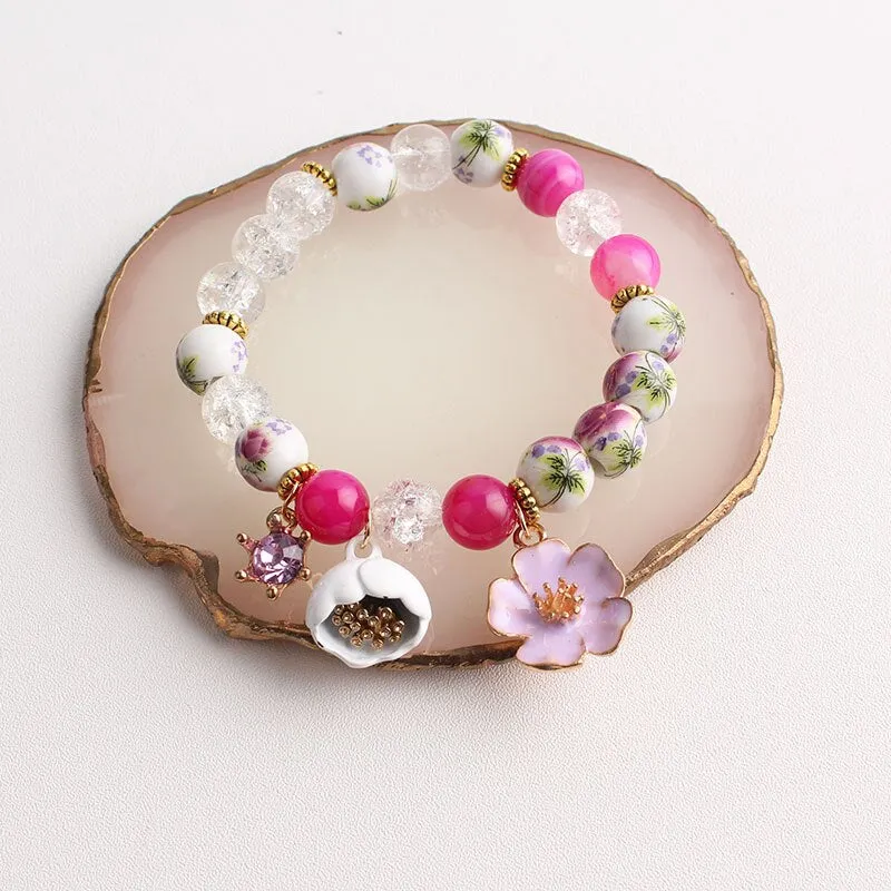 Bohemian small fresh sea crystal ceramic fringed string Conch Shell Pendant Christmas pendant bracelet for women Jewelry gifts