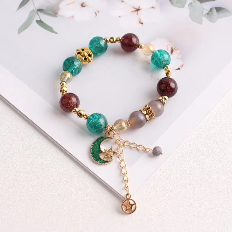 Bohemian small fresh sea crystal ceramic fringed string Conch Shell Pendant Christmas pendant bracelet for women Jewelry gifts