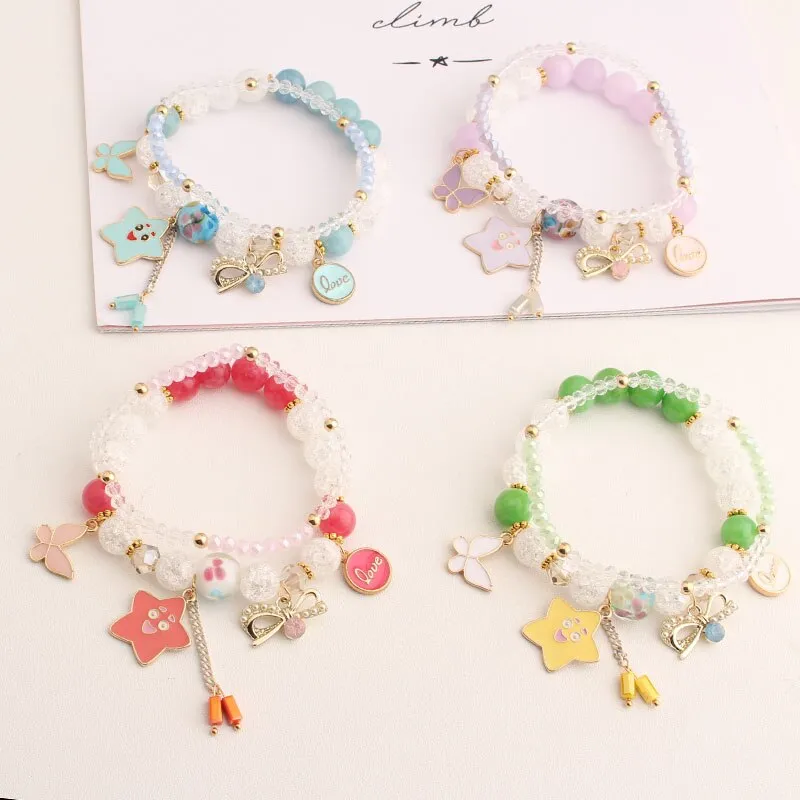 Bohemian small fresh sea crystal ceramic fringed string Conch Shell Pendant Christmas pendant bracelet for women Jewelry gifts