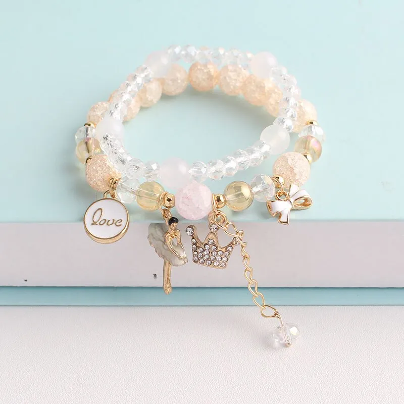 Bohemian small fresh sea crystal ceramic fringed string Conch Shell Pendant Christmas pendant bracelet for women Jewelry gifts