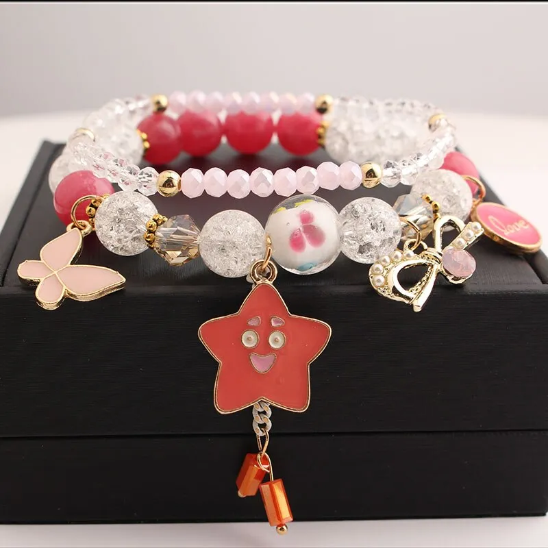 Bohemian small fresh sea crystal ceramic fringed string Conch Shell Pendant Christmas pendant bracelet for women Jewelry gifts