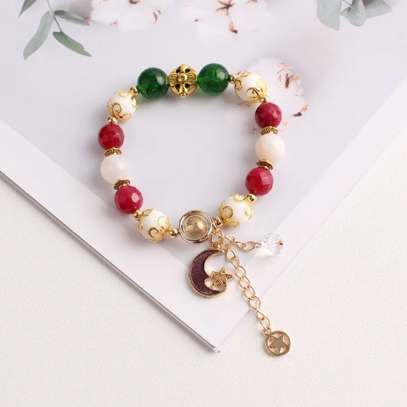 Bohemian small fresh sea crystal ceramic fringed string Conch Shell Pendant Christmas pendant bracelet for women Jewelry gifts