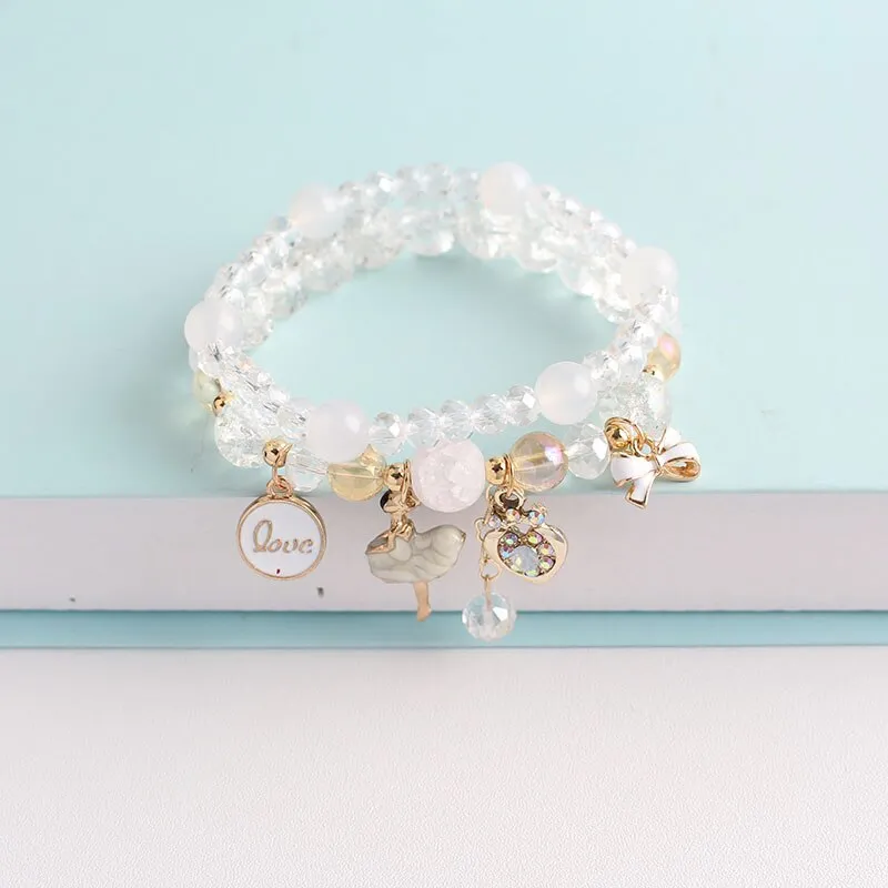 Bohemian small fresh sea crystal ceramic fringed string Conch Shell Pendant Christmas pendant bracelet for women Jewelry gifts