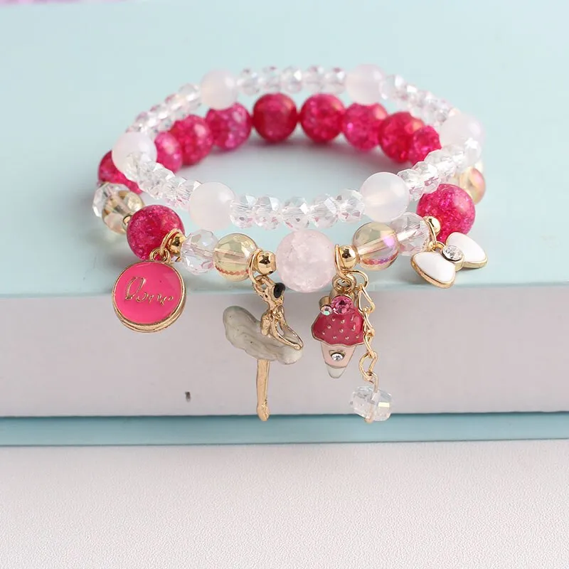 Bohemian small fresh sea crystal ceramic fringed string Conch Shell Pendant Christmas pendant bracelet for women Jewelry gifts