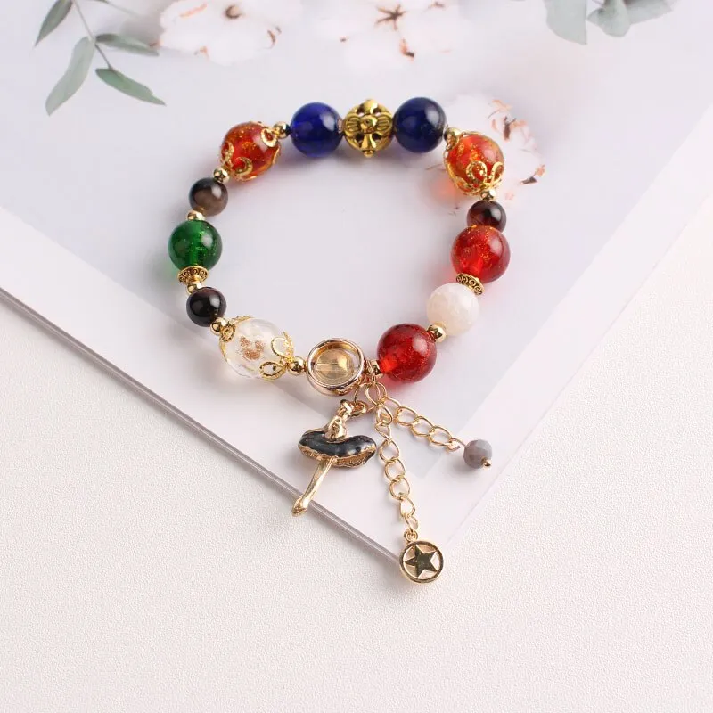 Bohemian small fresh sea crystal ceramic fringed string Conch Shell Pendant Christmas pendant bracelet for women Jewelry gifts