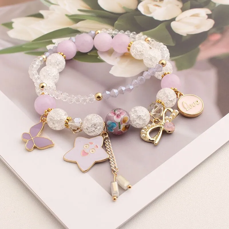 Bohemian small fresh sea crystal ceramic fringed string Conch Shell Pendant Christmas pendant bracelet for women Jewelry gifts