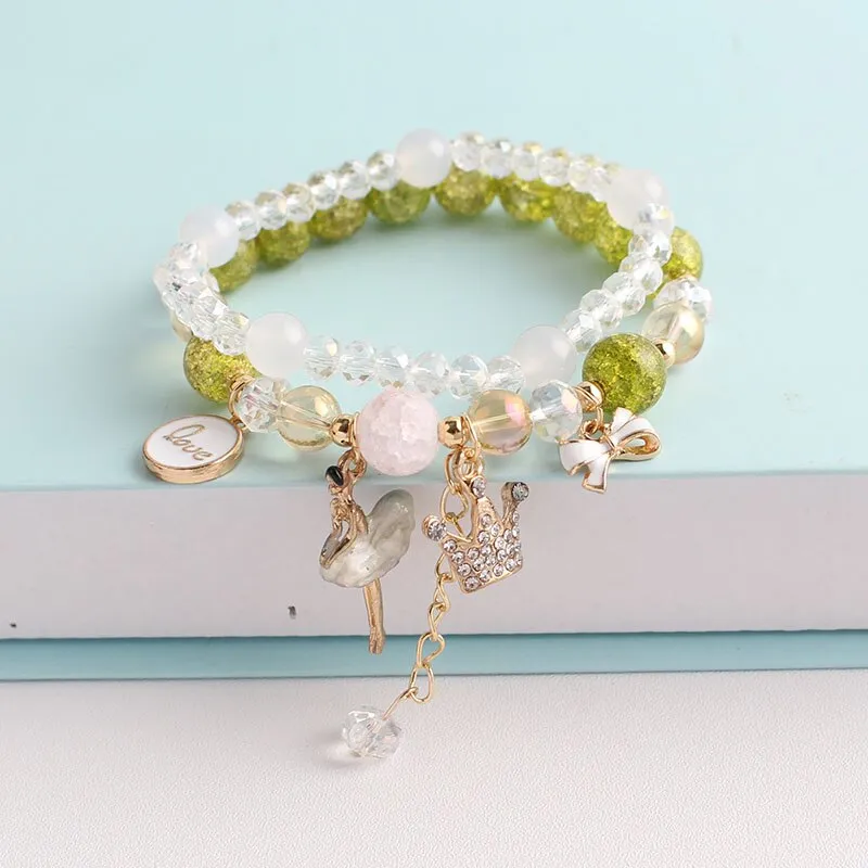 Bohemian small fresh sea crystal ceramic fringed string Conch Shell Pendant Christmas pendant bracelet for women Jewelry gifts