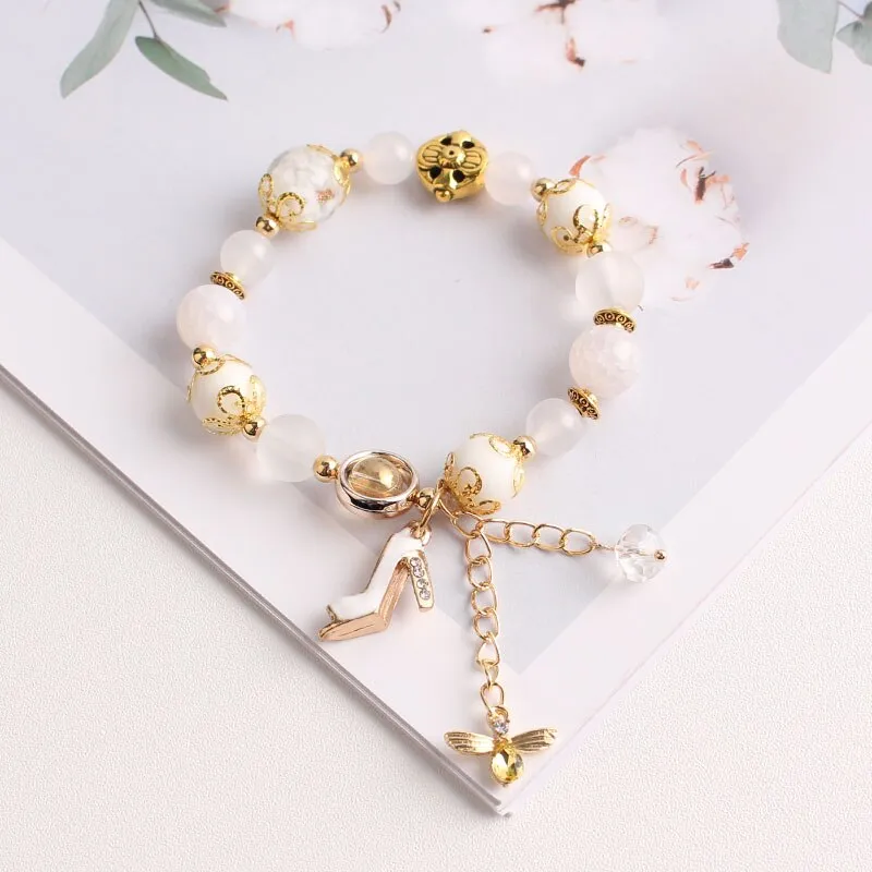 Bohemian small fresh sea crystal ceramic fringed string Conch Shell Pendant Christmas pendant bracelet for women Jewelry gifts