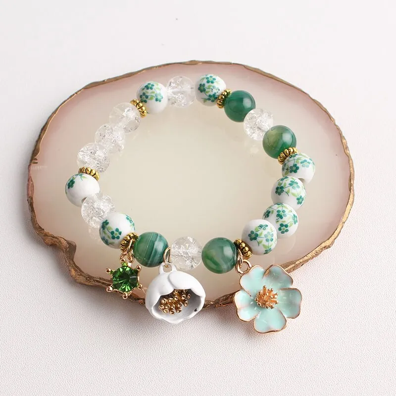 Bohemian small fresh sea crystal ceramic fringed string Conch Shell Pendant Christmas pendant bracelet for women Jewelry gifts