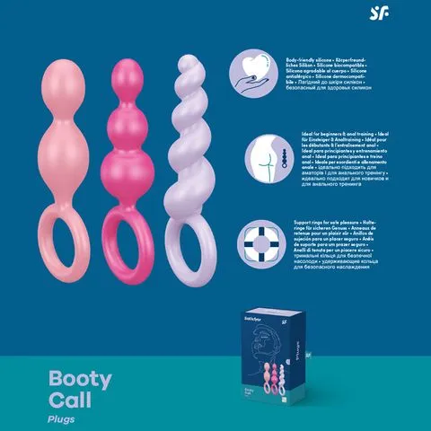 Booty Call Anal Plugs Assort Colours 3pc