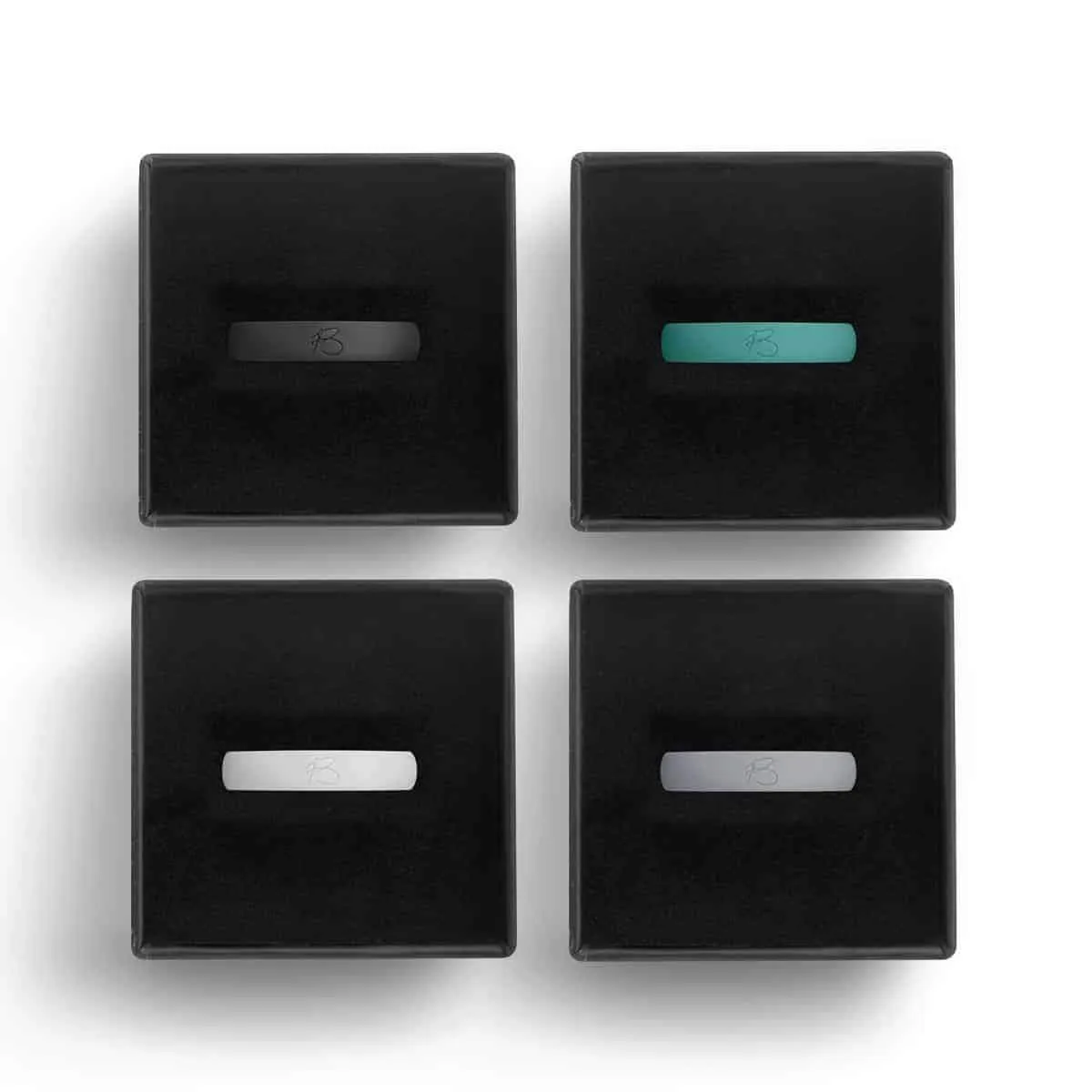 botthms Ladies Silicone Rings Combo Pack - 4 white/grey/black/teal