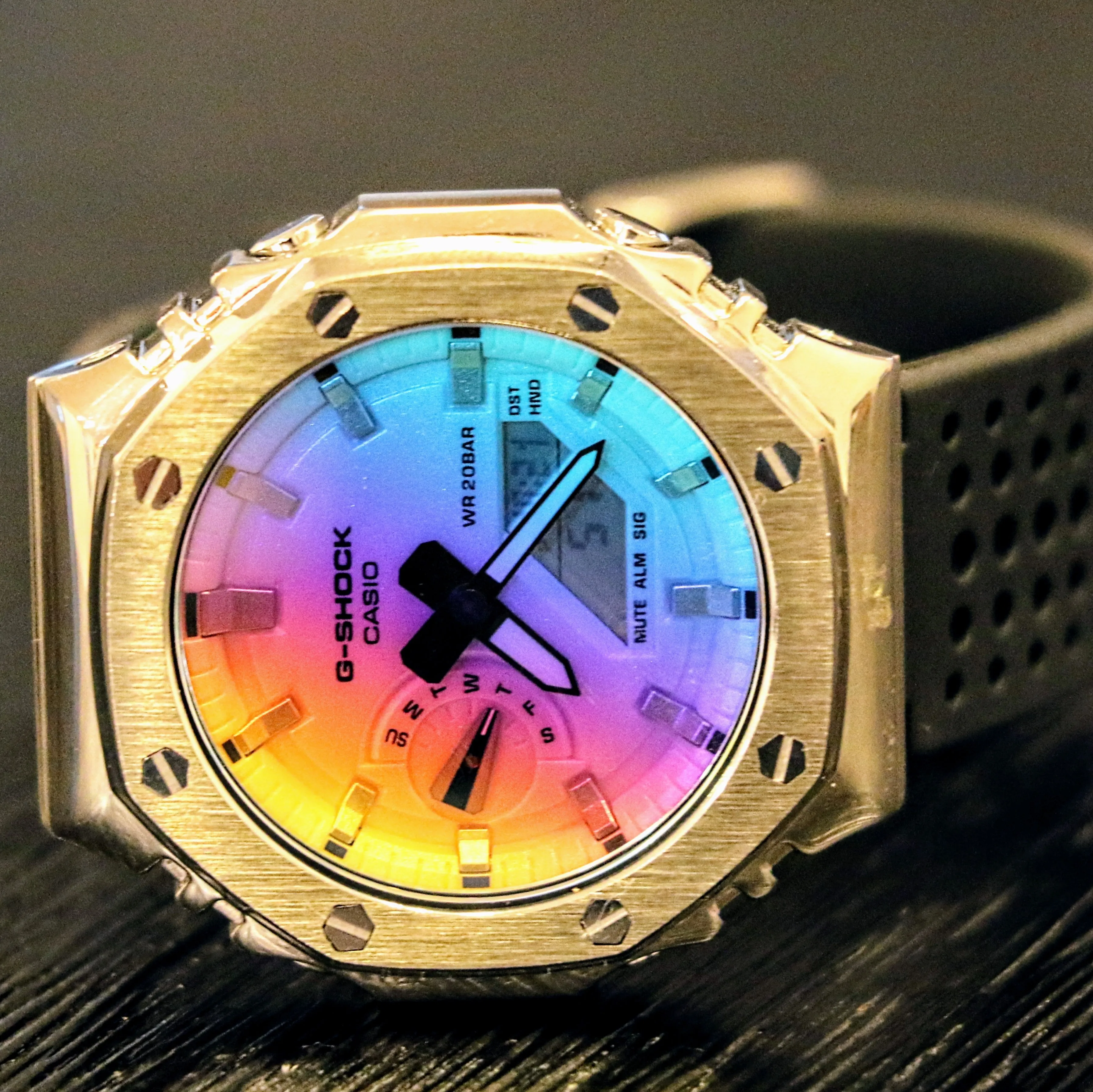Brand-New Custom Casio G-Shock Watch CASIO Iridescent Dial GA-2100SRS Wristwatch