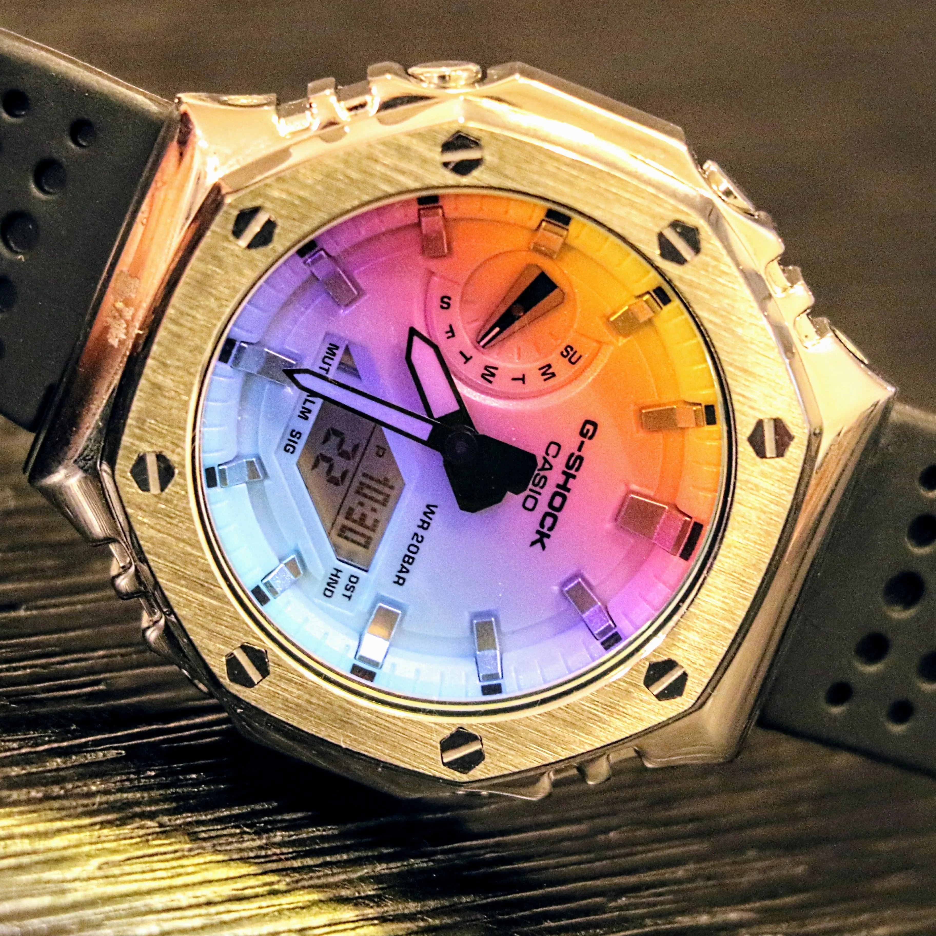 Brand-New Custom Casio G-Shock Watch CASIO Iridescent Dial GA-2100SRS Wristwatch