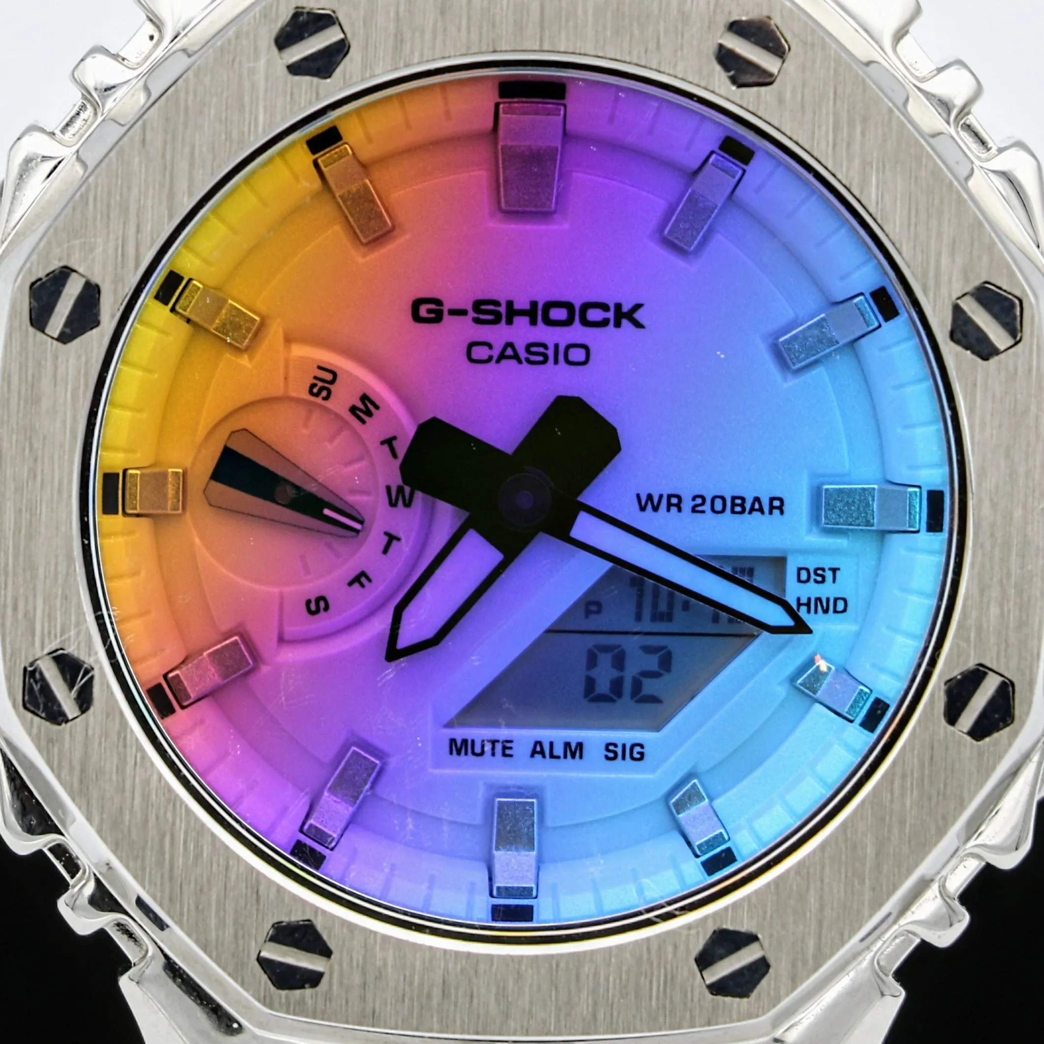Brand-New Custom Casio G-Shock Watch CASIO Iridescent Dial GA-2100SRS Wristwatch