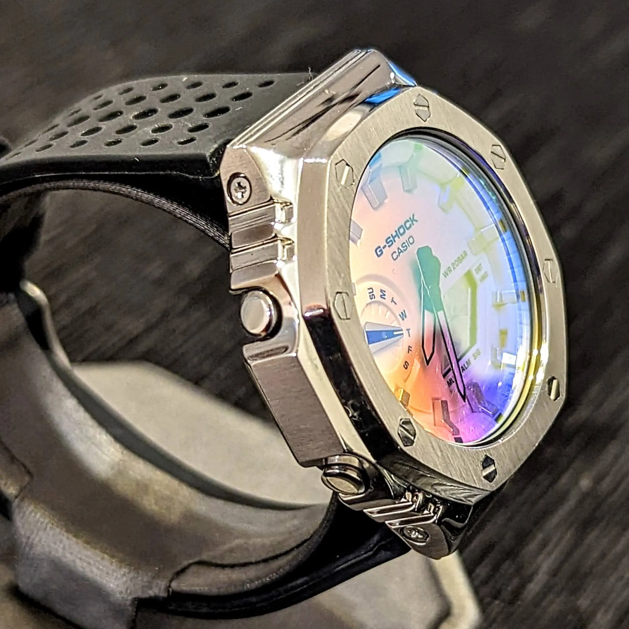 Brand-New Custom Casio G-Shock Watch CASIO Iridescent Dial GA-2100SRS Wristwatch