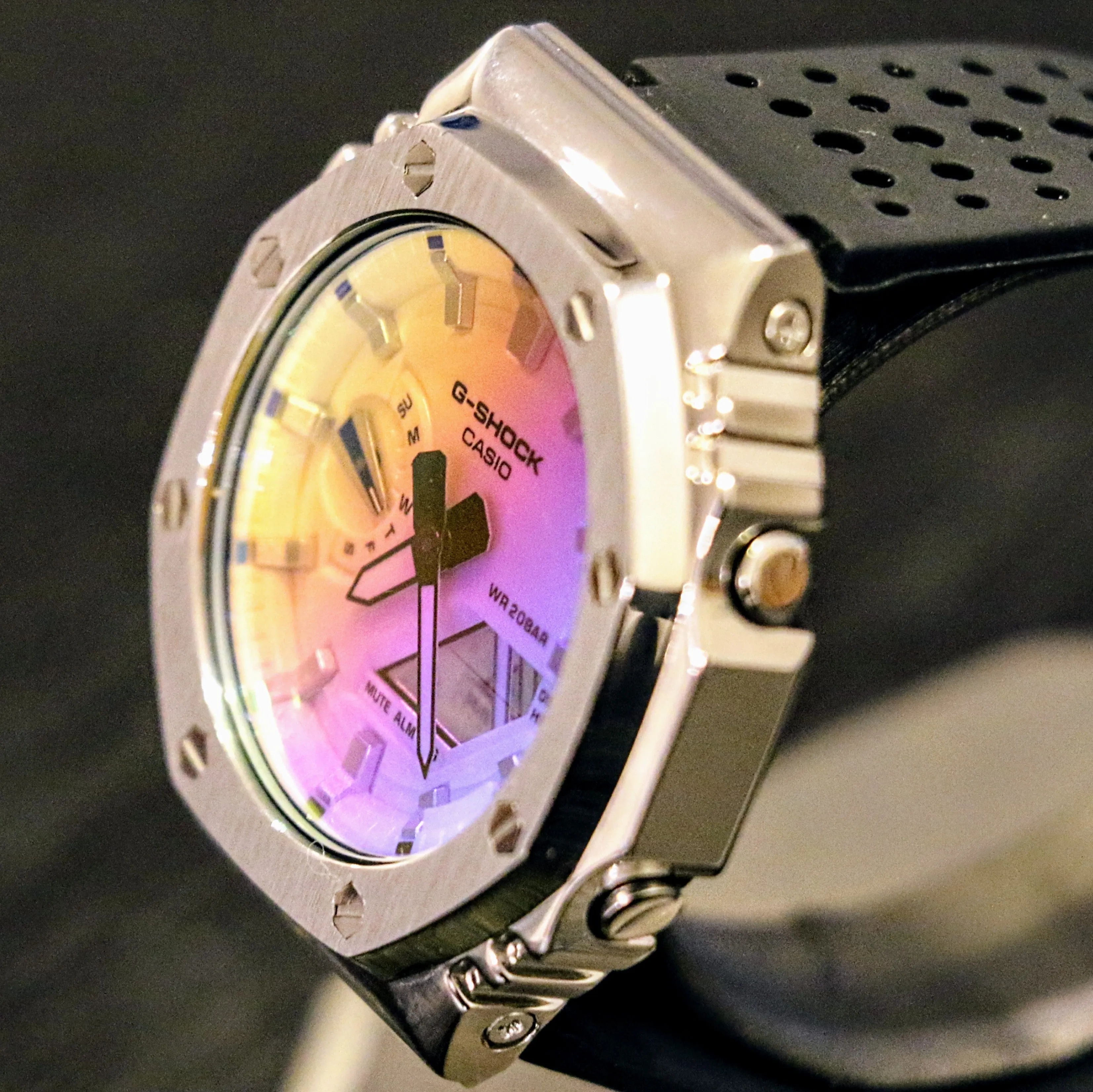 Brand-New Custom Casio G-Shock Watch CASIO Iridescent Dial GA-2100SRS Wristwatch