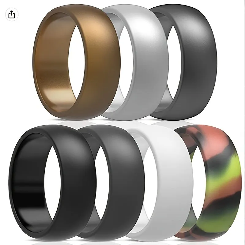 Breathable 8mm Wide Men's Silicone Sport Ring