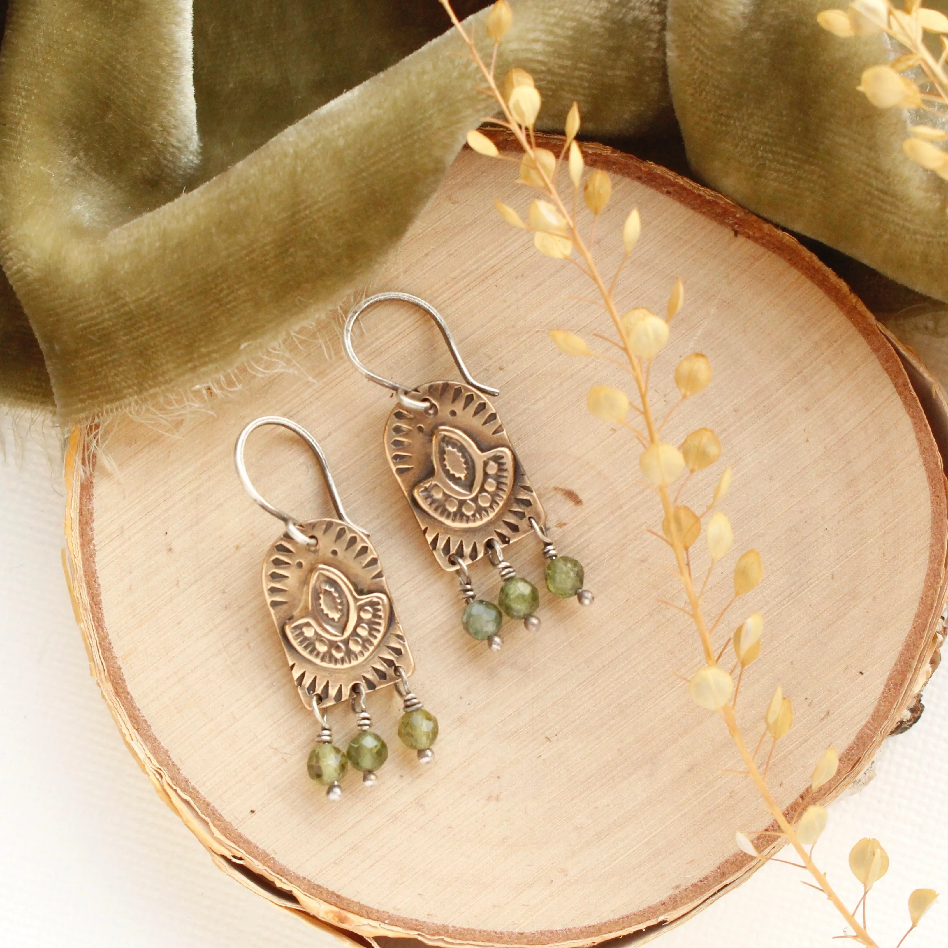 Bronze Wanderer Arch Kyanite Earrings