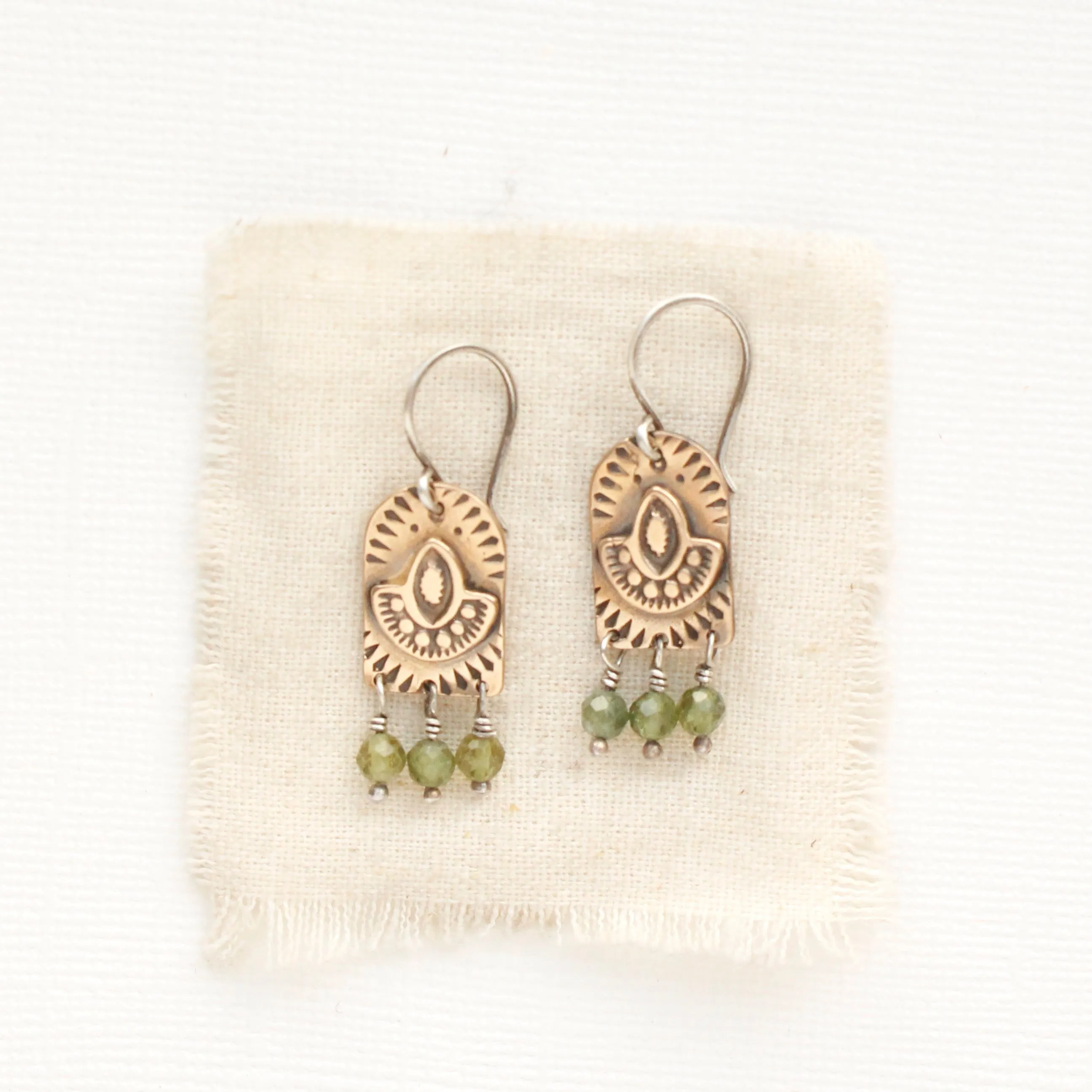 Bronze Wanderer Arch Kyanite Earrings