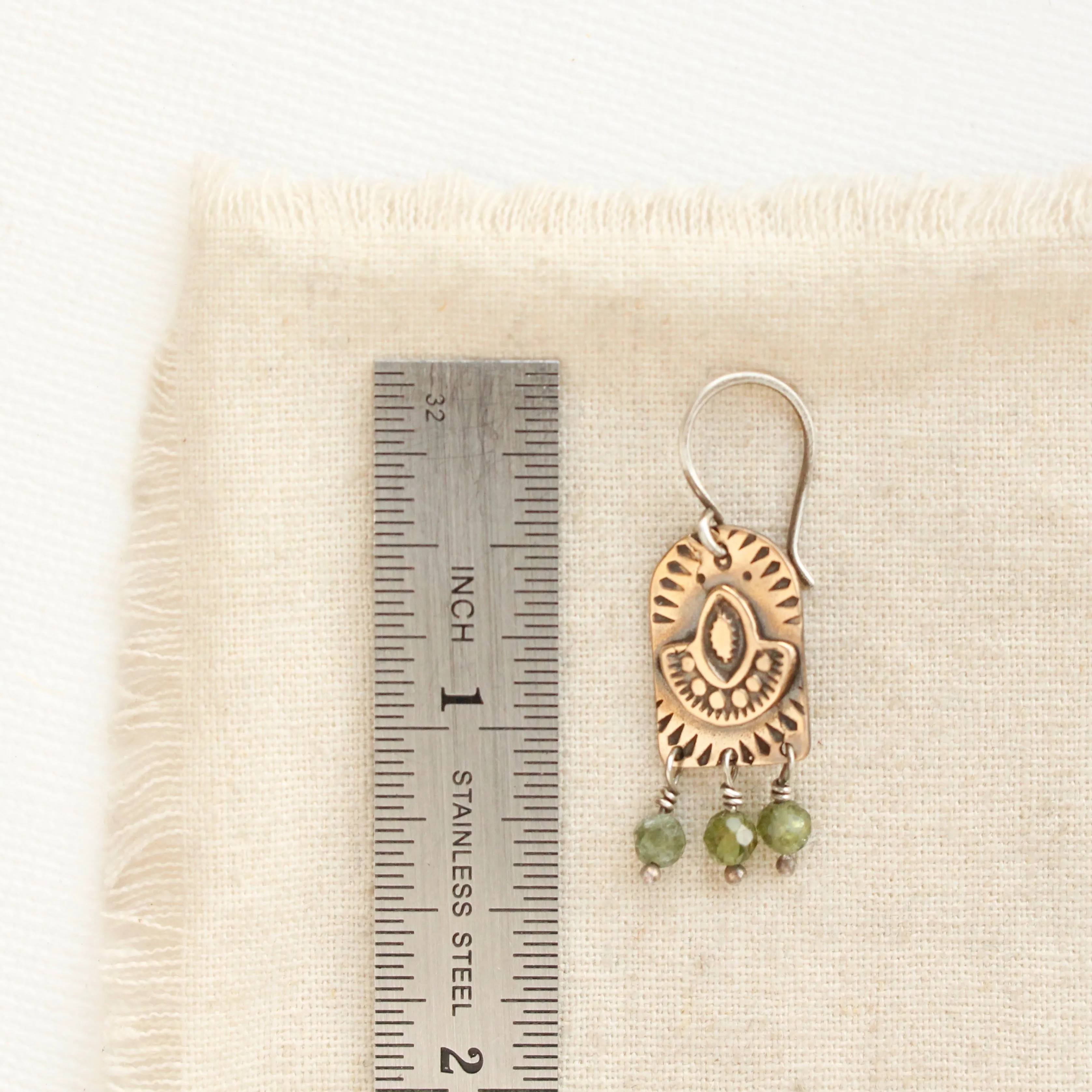 Bronze Wanderer Arch Kyanite Earrings