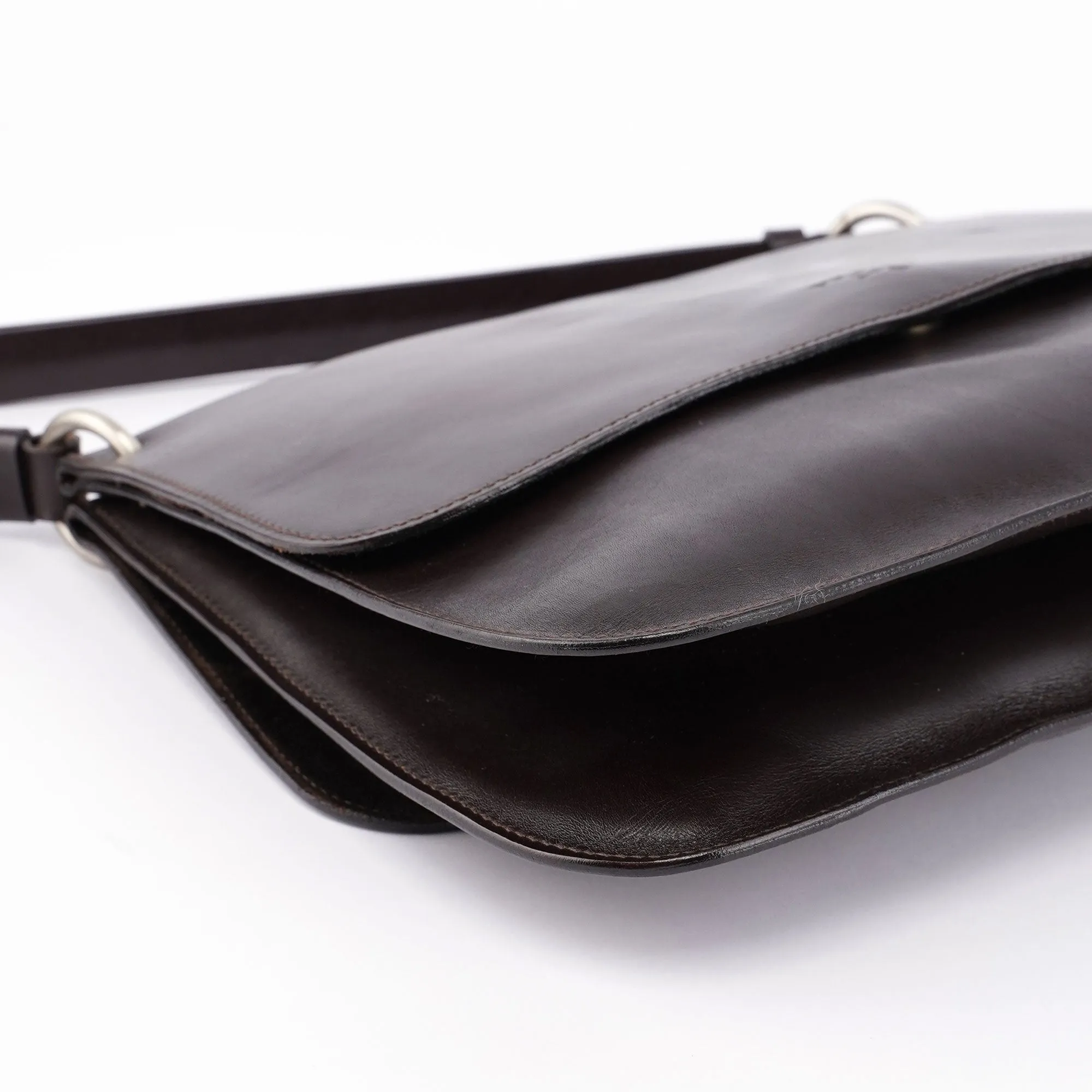 Brown Calfskin Hobo Shoulder Bag
