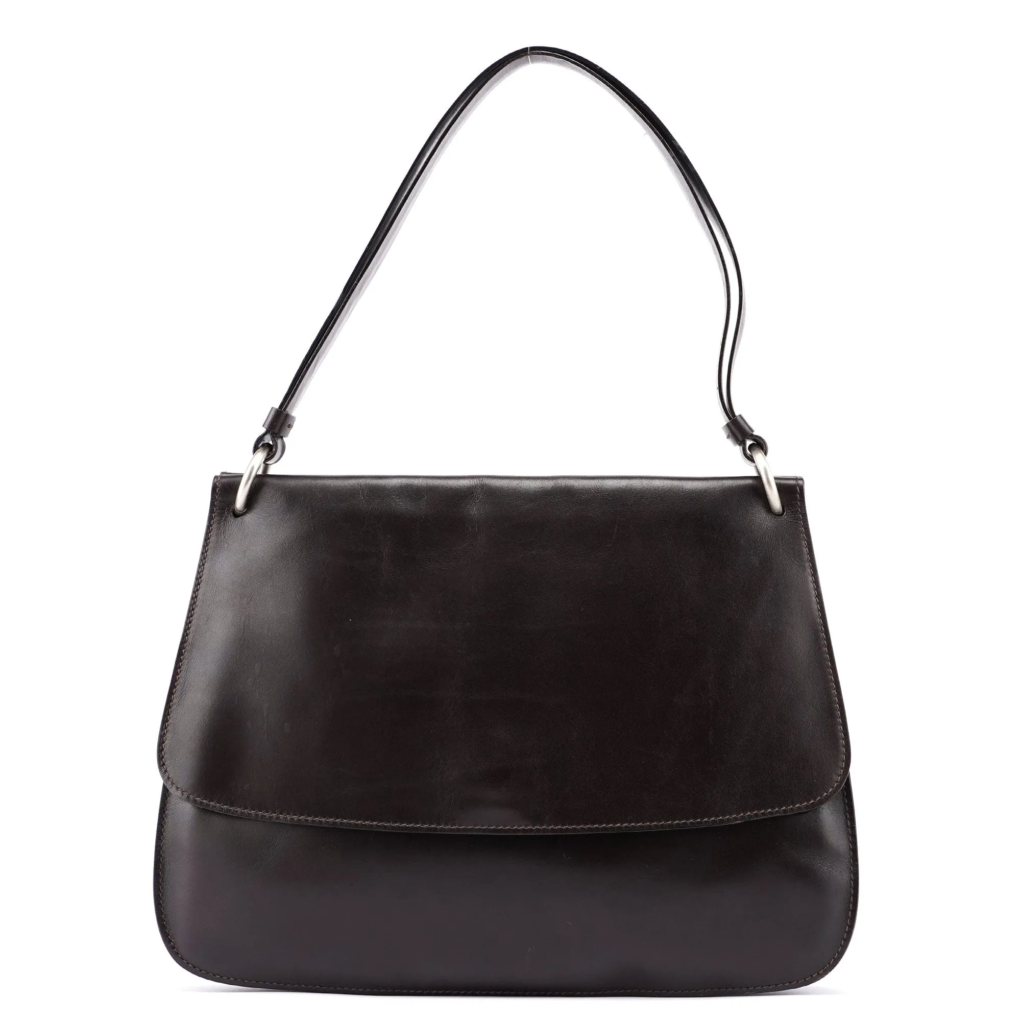Brown Calfskin Hobo Shoulder Bag