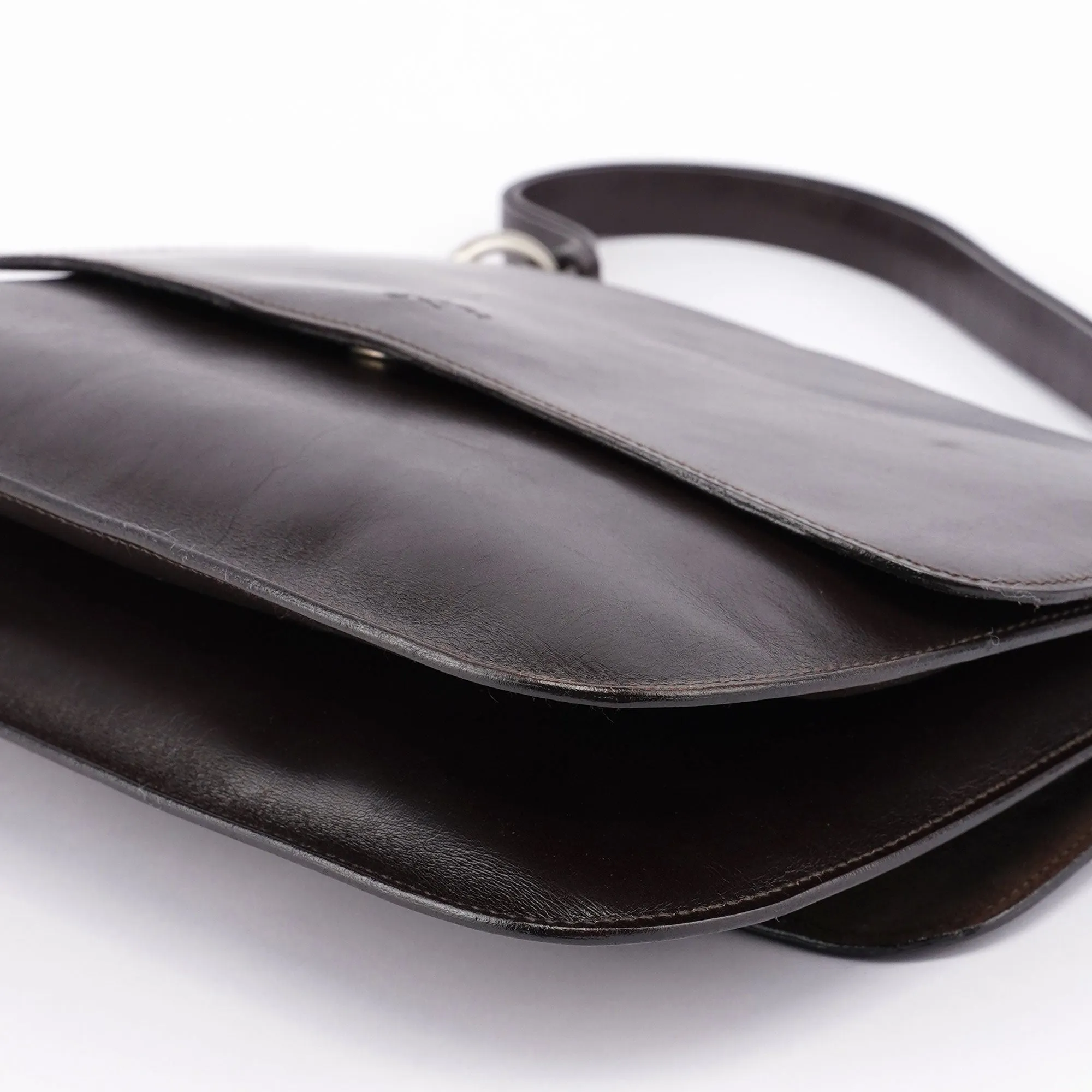 Brown Calfskin Hobo Shoulder Bag