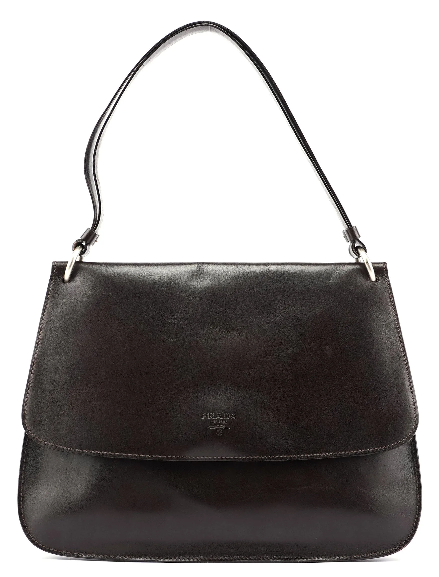 Brown Calfskin Hobo Shoulder Bag