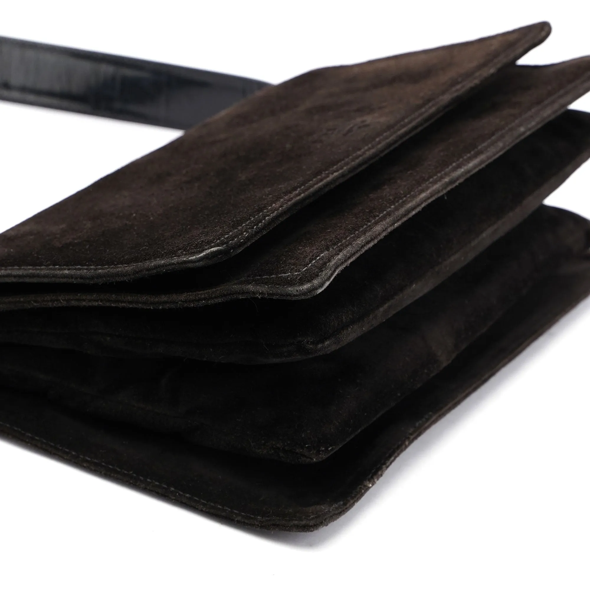 Brown Suede Flap Shoulder Bag