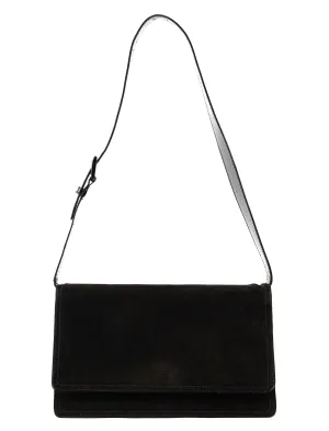 Brown Suede Flap Shoulder Bag