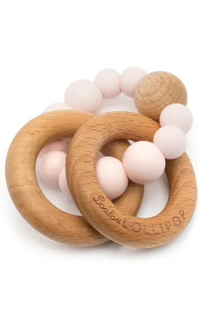 Bubble Silicone and Wood Teether - Pink Quartz
