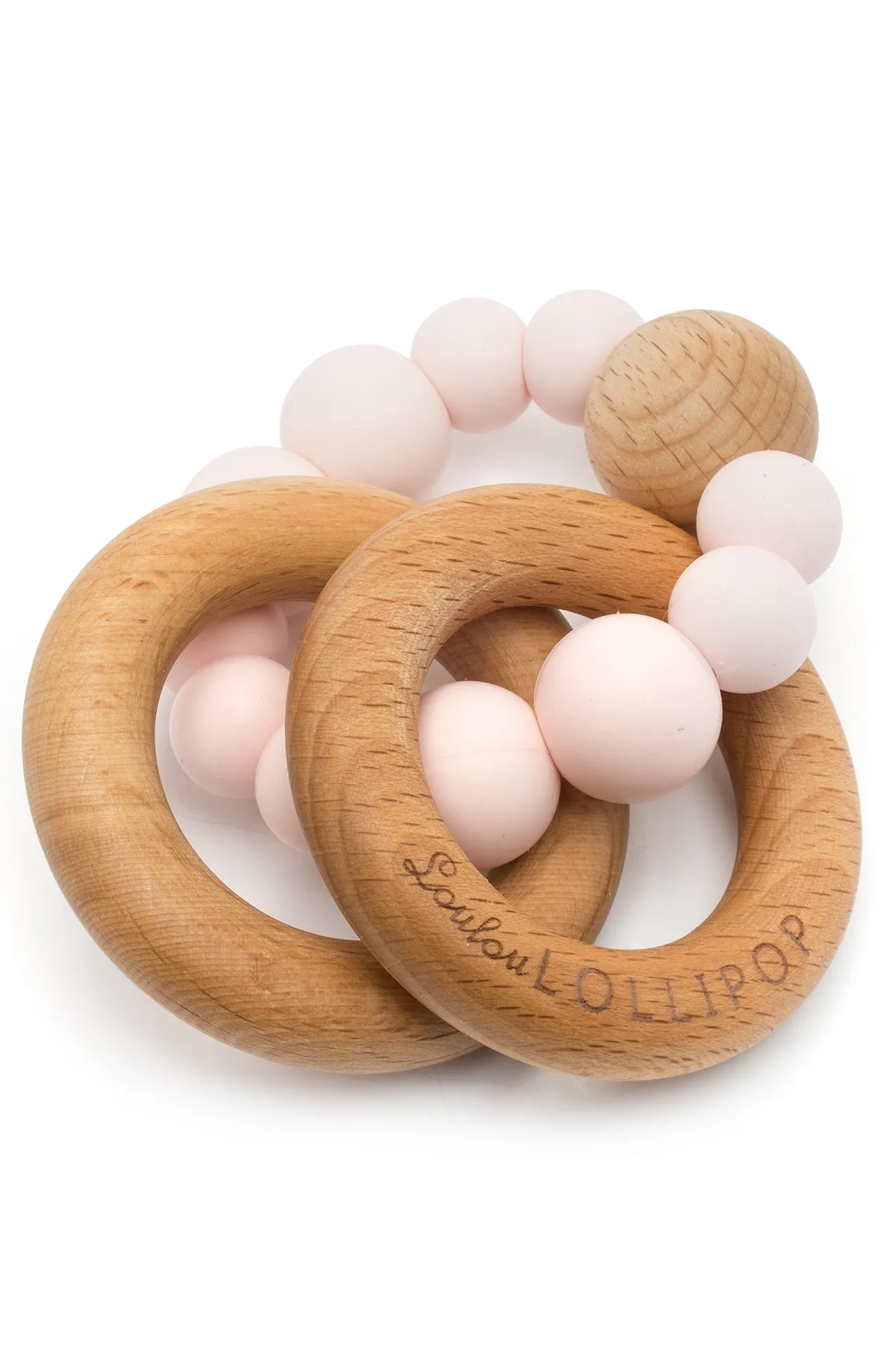 Bubble Silicone and Wood Teether - Pink Quartz