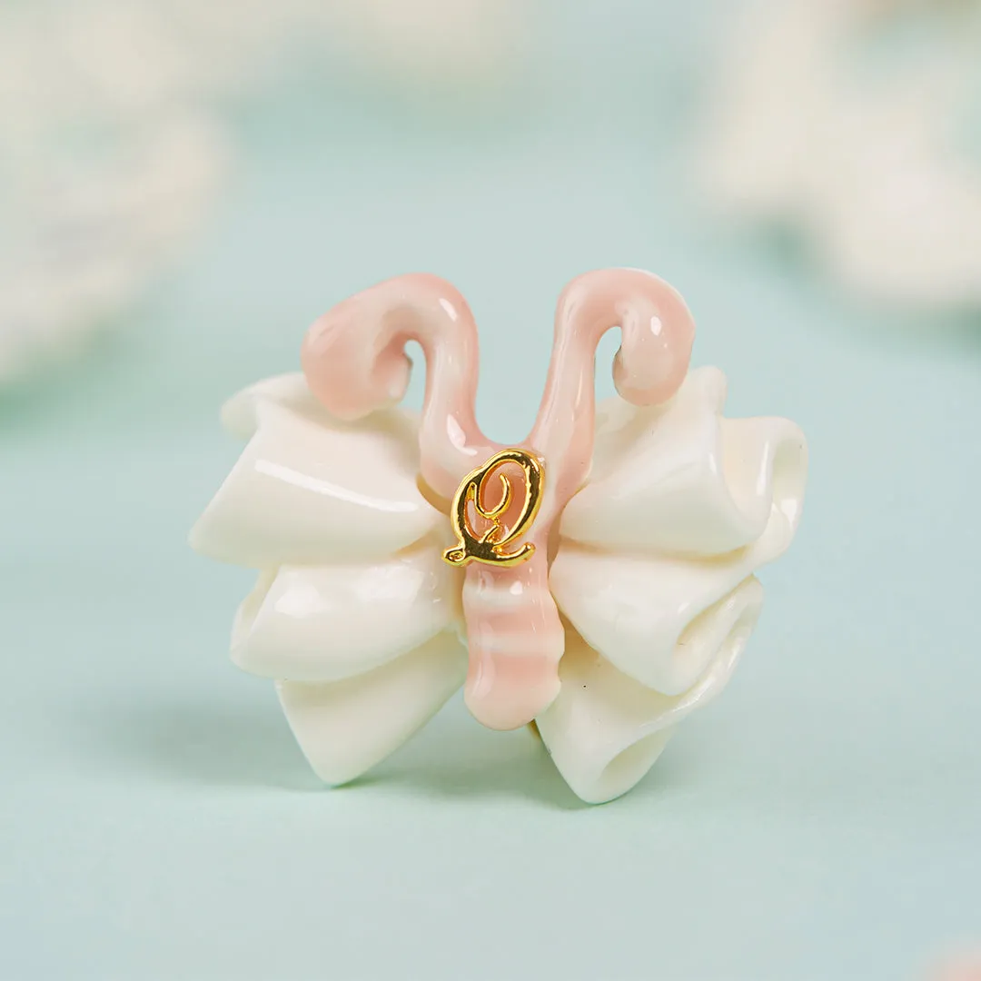 Butterfly Cream Pierced Earring (Pink / Single)【Japan Jewelry】