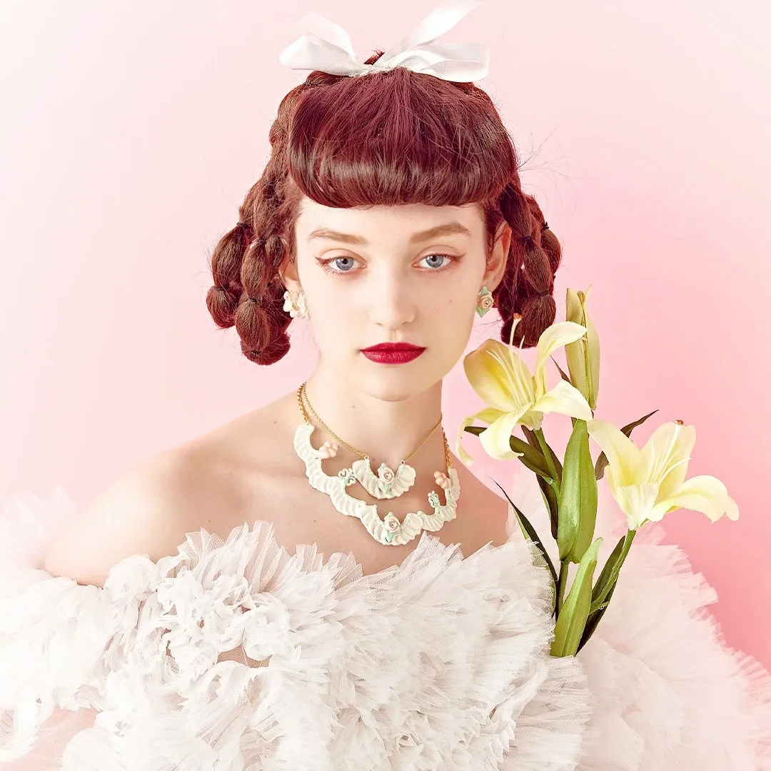 Butterfly Cream Pierced Earring (Pink / Single)【Japan Jewelry】