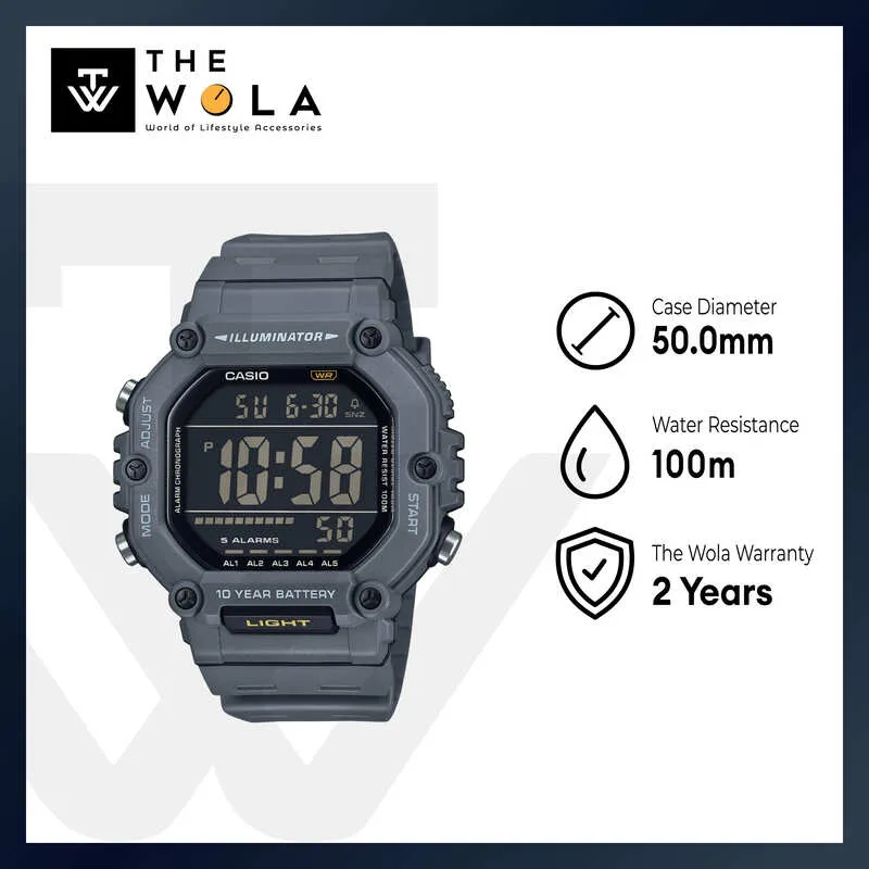 Casio AE-1600H-8BV Men Digital Watch Grey Resin Strap