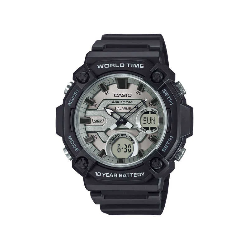 Casio AEQ-120W-7AV Men Analog-Digital Watch Black Resin Strap