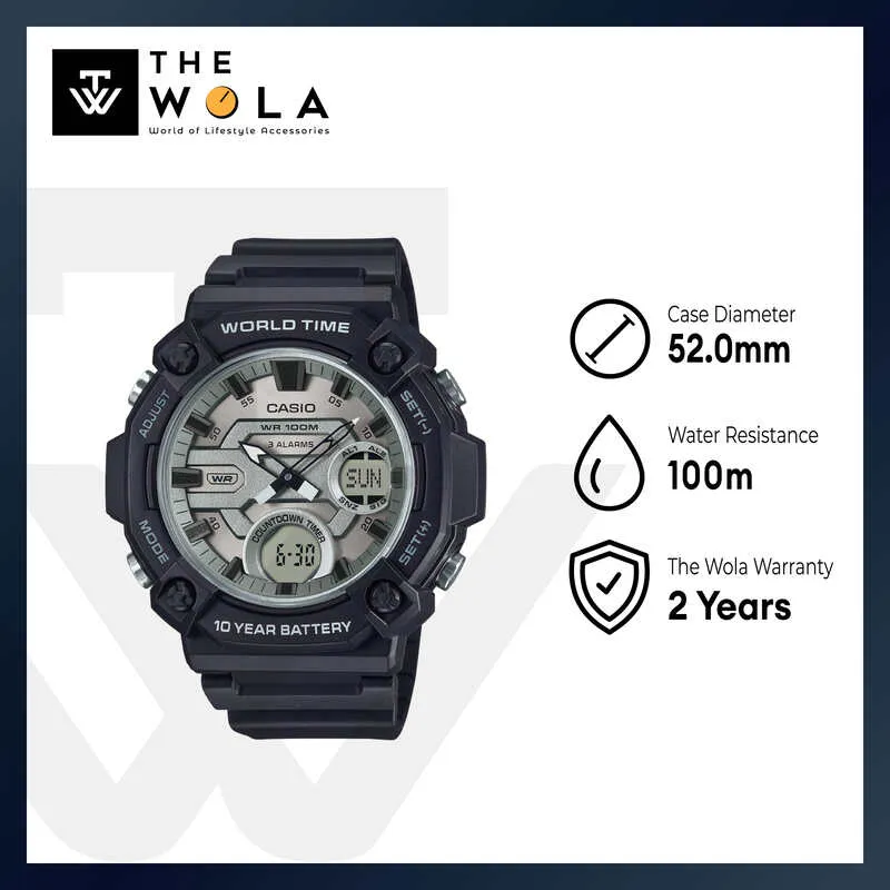 Casio AEQ-120W-7AV Men Analog-Digital Watch Black Resin Strap