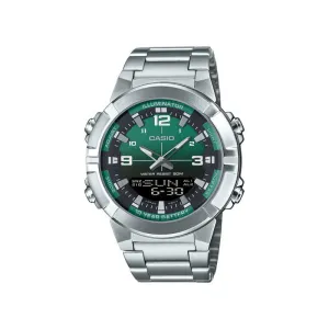 Casio AMW-870DA-3AV Men Analog-Digital Watch Silver Stainless Steel Strap