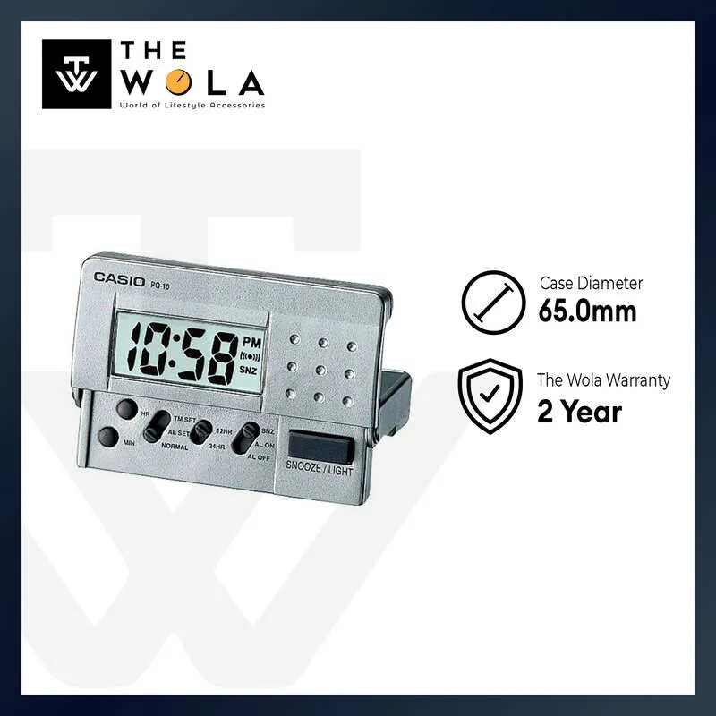 Casio Digital Alarm Clock With Light PQ-10D-8RDF for Desk Top / Table / Bedside