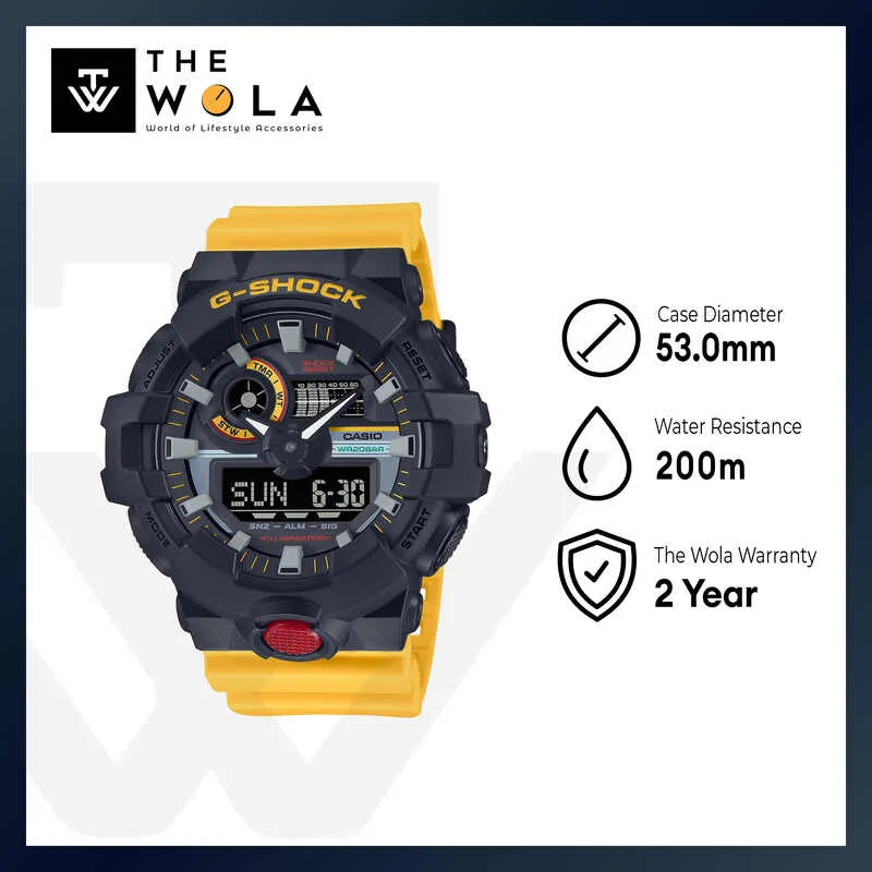 Casio G-Shock Men's Analog-Digital Sport Watch GA-700MT-1A9DR Yellow Resin Strap