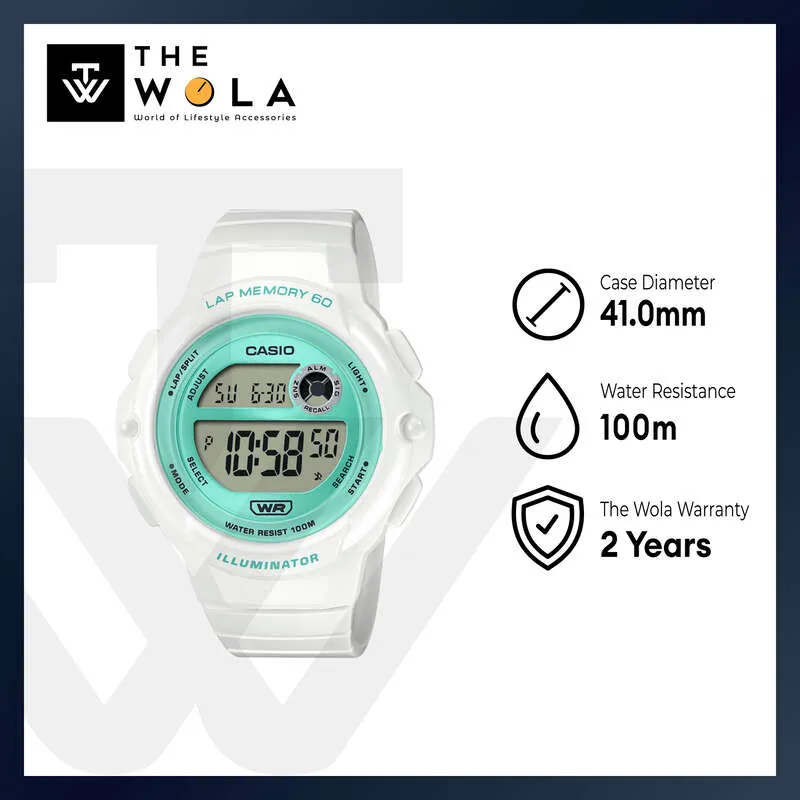 Casio LWS-1200H-7A3V Women Digital Watch White Resin Strap