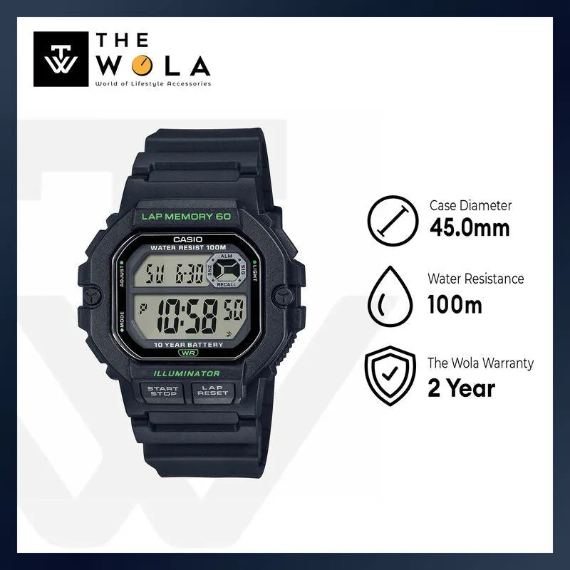 Casio Men's Digital Watch WS-1400H-1A Black Resin Strap Watch for Men