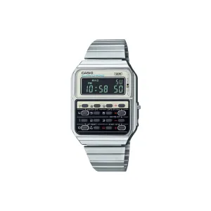 Casio Vintage Heritage Colors CA-500WE-7B Men Digital Calculator Watch Silver Stainless Steel Strap