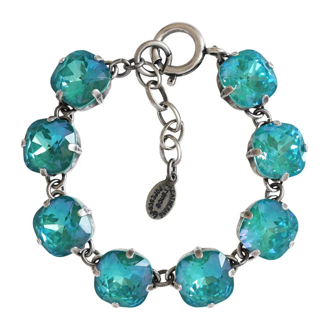 Catherine Popesco Sterling Silver Plated Crystal Round Bracelet, 1696 Sun-Kissed Laguna