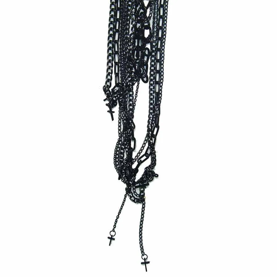 CC2 SMALL CROSS NECKLACE - BLACK