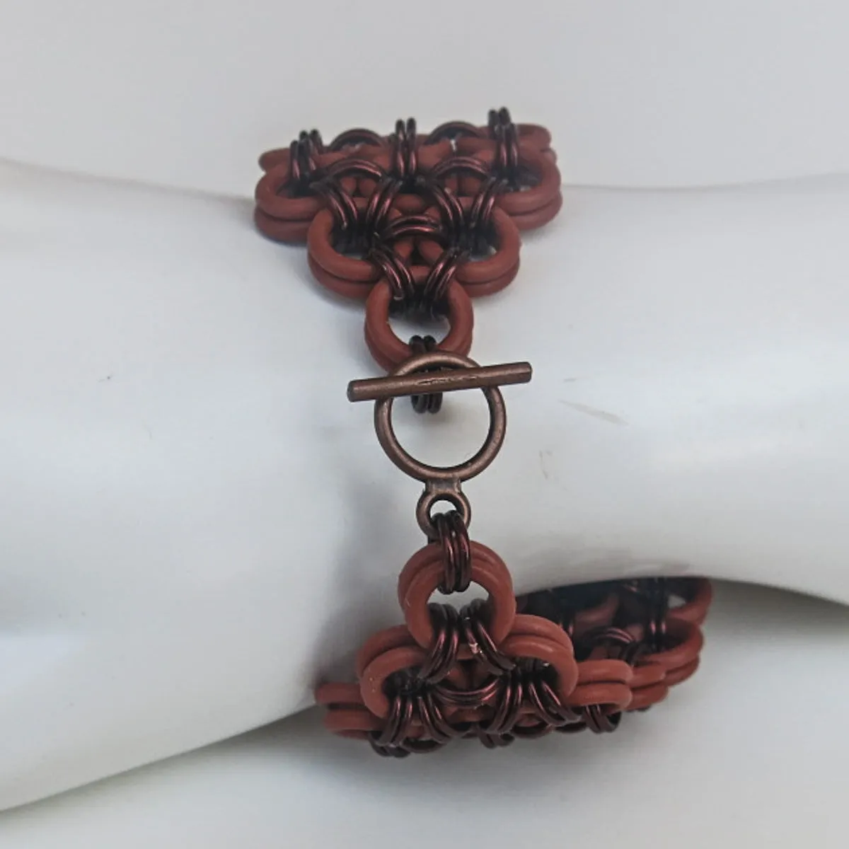 Chain Maille Bracelet in Japanese 8-in-2 Weave with Rubber & Metal Rings