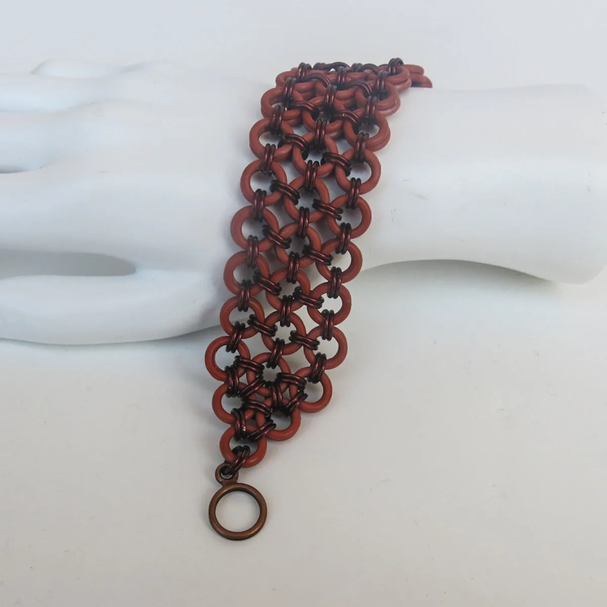 Chain Maille Bracelet in Japanese 8-in-2 Weave with Rubber & Metal Rings