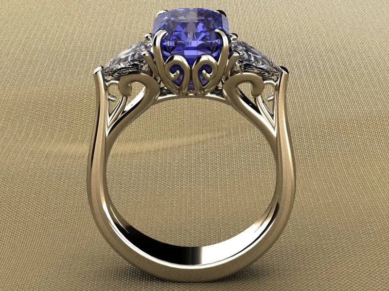 Christopher Michael Tanzanite With Trilliant Side Stones