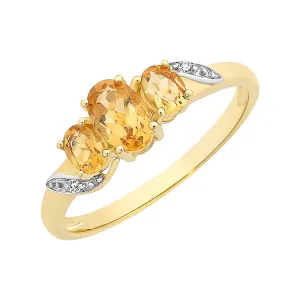 Citrine & Diamond Yellow Gold Dress Ring