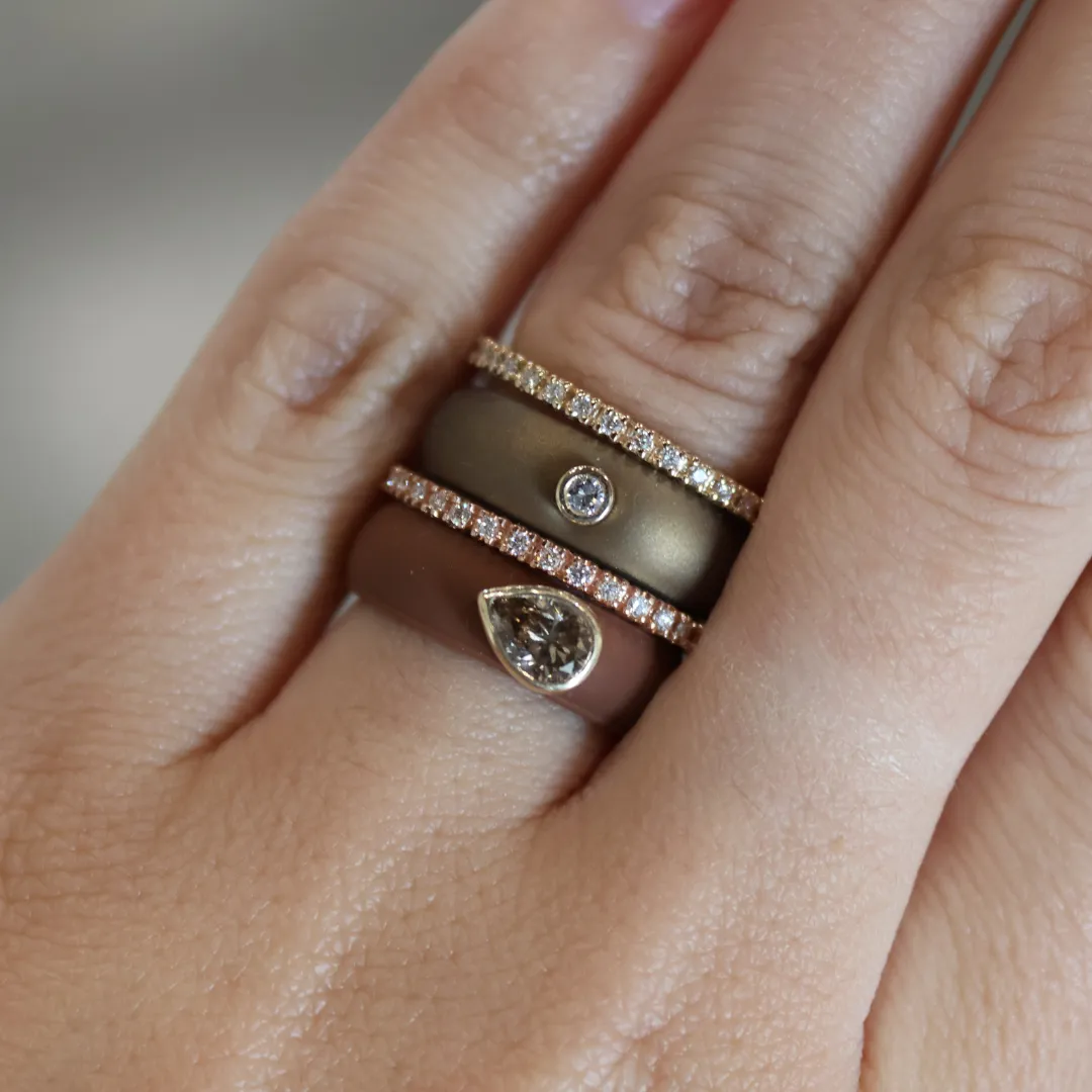 Cognac Pear Shaped Diamond Silicone Band- Coffee